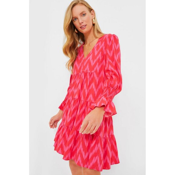 Pomander Place x Tuckernuck Sz. S Kenzo Dress in Hot Pink Ikat - Picture 2 of 16